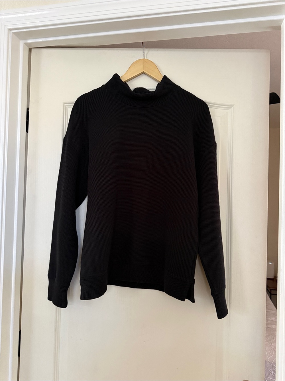 Caslon Black Ribbed Mock Neck Top